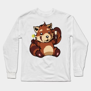 Red panda with champagne and sparkler - Happy New Year Long Sleeve T-Shirt